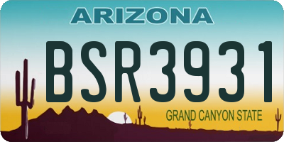 AZ license plate BSR3931