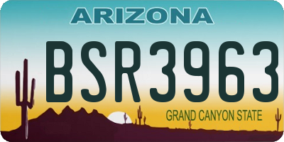 AZ license plate BSR3963