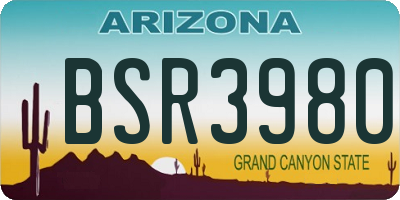 AZ license plate BSR3980