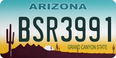 AZ license plate BSR3991