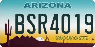 AZ license plate BSR4019