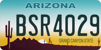 AZ license plate BSR4029