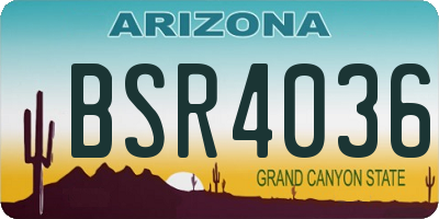 AZ license plate BSR4036