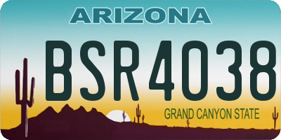 AZ license plate BSR4038