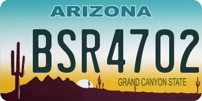 AZ license plate BSR4702