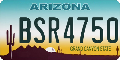 AZ license plate BSR4750
