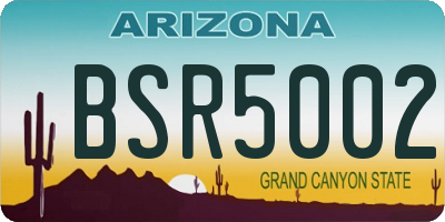 AZ license plate BSR5002