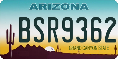 AZ license plate BSR9362