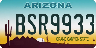 AZ license plate BSR9933