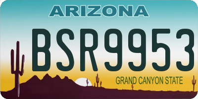 AZ license plate BSR9953