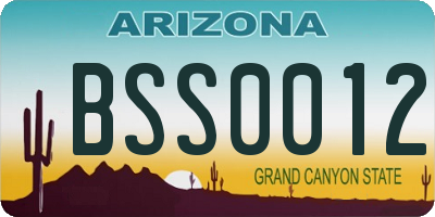 AZ license plate BSS0012