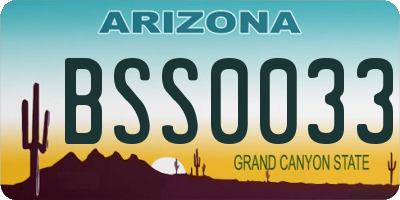AZ license plate BSS0033