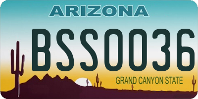AZ license plate BSS0036