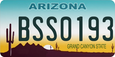 AZ license plate BSS0193