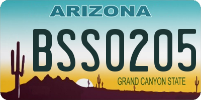 AZ license plate BSS0205