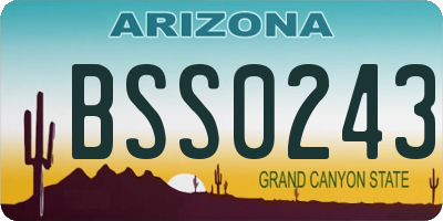 AZ license plate BSS0243