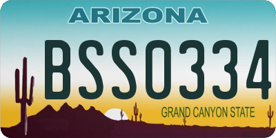 AZ license plate BSS0334
