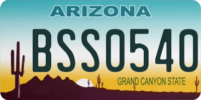 AZ license plate BSS0540