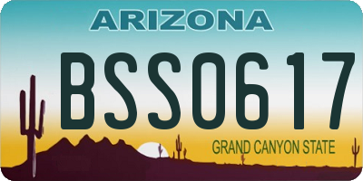 AZ license plate BSS0617