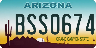 AZ license plate BSS0674