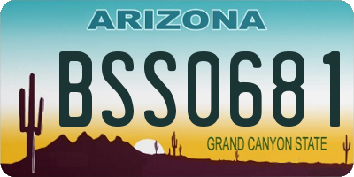 AZ license plate BSS0681