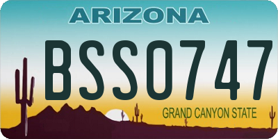 AZ license plate BSS0747