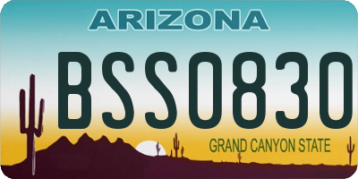AZ license plate BSS0830