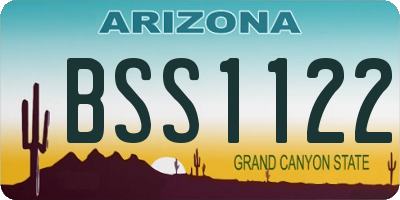 AZ license plate BSS1122