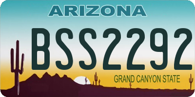 AZ license plate BSS2292