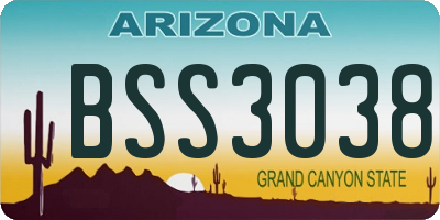 AZ license plate BSS3038