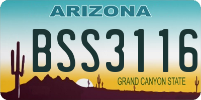 AZ license plate BSS3116