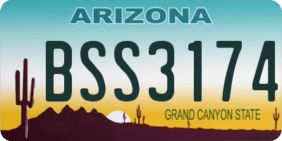 AZ license plate BSS3174