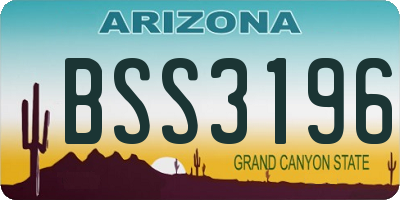AZ license plate BSS3196