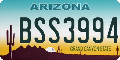 AZ license plate BSS3994