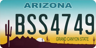 AZ license plate BSS4749