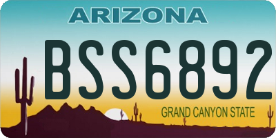 AZ license plate BSS6892