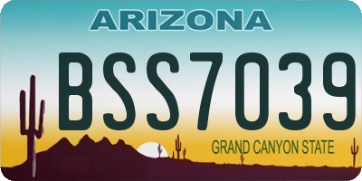 AZ license plate BSS7039