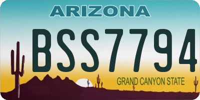 AZ license plate BSS7794