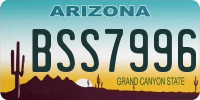 AZ license plate BSS7996