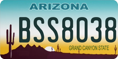 AZ license plate BSS8038