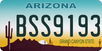 AZ license plate BSS9193