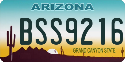 AZ license plate BSS9216