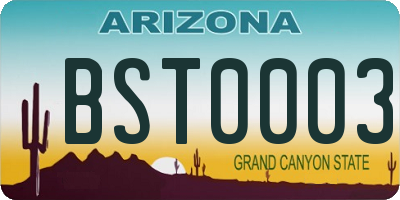 AZ license plate BST0003