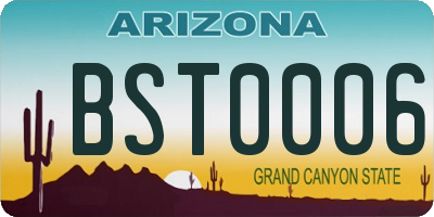 AZ license plate BST0006