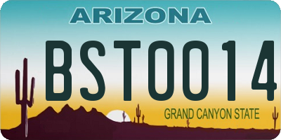 AZ license plate BST0014