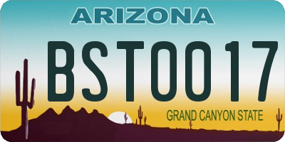 AZ license plate BST0017
