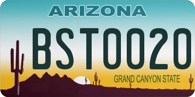 AZ license plate BST0020