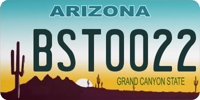 AZ license plate BST0022