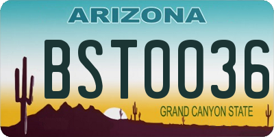 AZ license plate BST0036