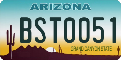 AZ license plate BST0051